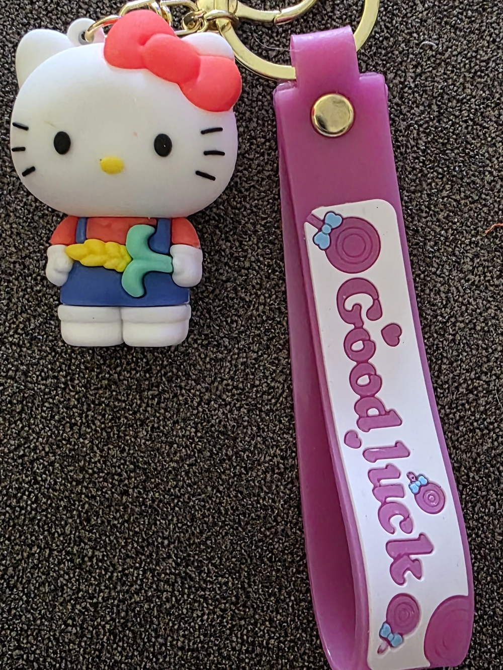 Hello Kitty Pink Silicone Keychain Charm - Good Luck Strap
